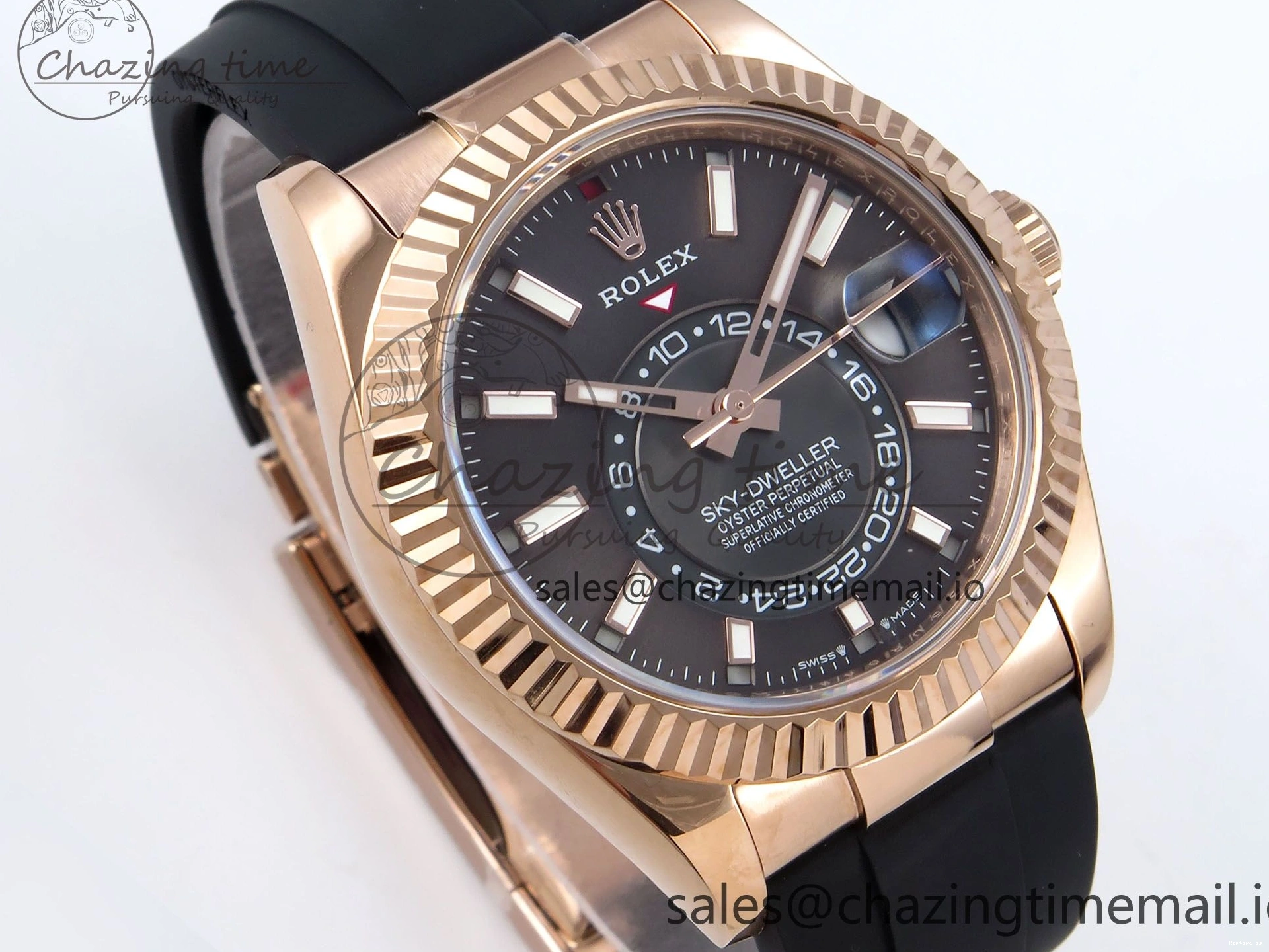 0104 Sky-Dweller 336235 RG ZF 1:1 Best Edition Gray Dial on Oysterflex Strap A23J (Gain Weight) SportInspired 908